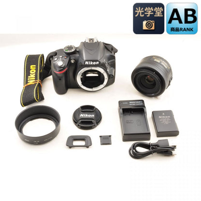 【中古】【 Nikon D3200 + AF-S DX 35mm F1.8G 】 デジタル一眼カメラ 単焦点レンズセット F1.8 明るい ボケ シャッター約12400ショット デ