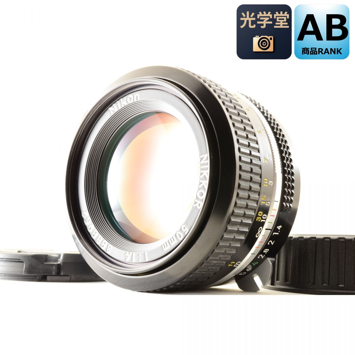 【中古】Nikon New NIKKOR 50mm f/1.4 非Ai 50mm f/1.4 単焦点 カメラレンズ 交換レンズ フード付 ニコン