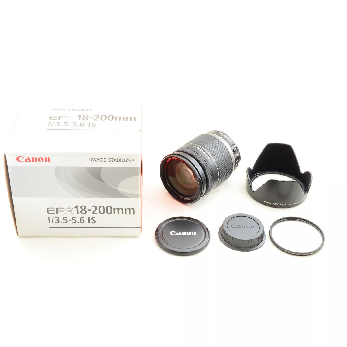【中古】Canon EF-S 18-200mm f/3.5-5.6 IS ズーム カメラレンズ 交換レンズ 元箱 フード付 キヤノン