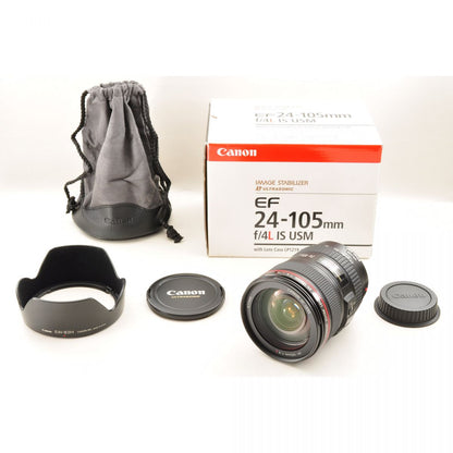 【中古】Canon EF 24-105mm f/4L IS USM ズーム 元箱 フード カメラレンズ 交換レンズ キャノン