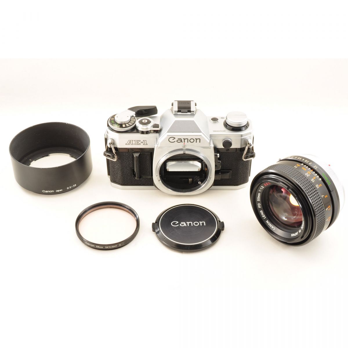【中古】Canon AE-1 シルバー フィルムカメラ FD 55mm f/1.2 単焦点 キャノン