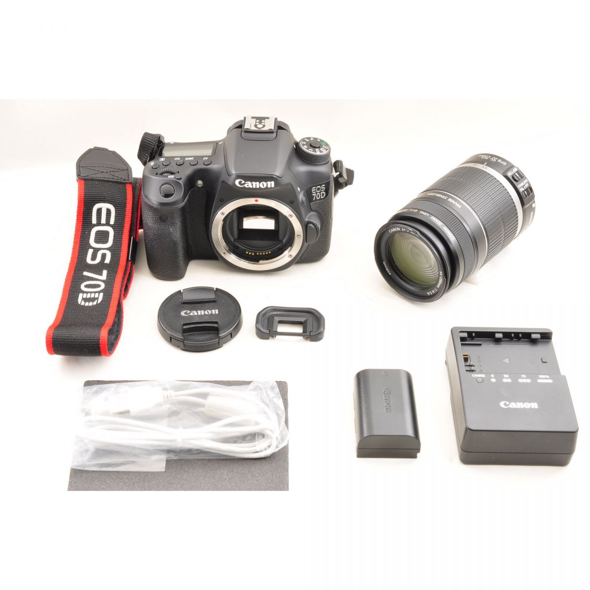 【中古】Canon EOS 70D EF-S 55-250mm f/4-5.6 IS 20.2MP 望遠ズームレンズ セット デジタル一眼レフ デジタルカメラ キヤノン