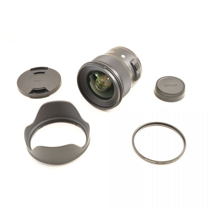 【中古】Sigma 24mm f/1.4 DG HSM Art ニコンFマウント用 フード付 単焦点 カメラレンズ 交換レンズ シグマ