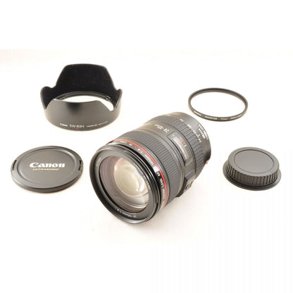 【中古】Canon EF 24-105mm f/4L IS USM ズーム カメラレンズ 交換レンズ フード付 キヤノン