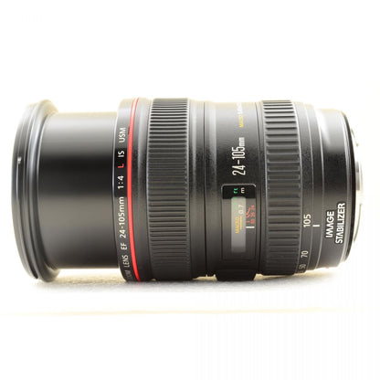【中古】Canon EF 24-105mm f/4L IS USM ズーム カメラレンズ 交換レンズ フード付 キヤノン