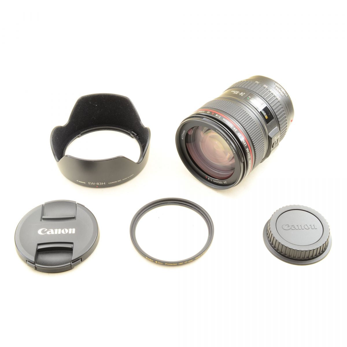 【中古】Canon EF 24-105mm f/4L IS USM ズーム カメラレンズ 交換レンズ フード付 キヤノン