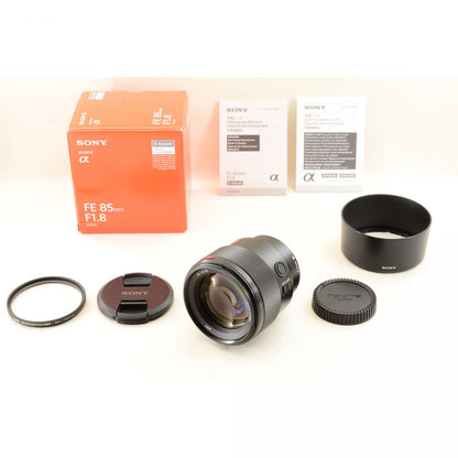 【中古】Sony FE 85mm f/1.8 単焦点 カメラレンズ 交換レンズ フード 元箱付 ソニー