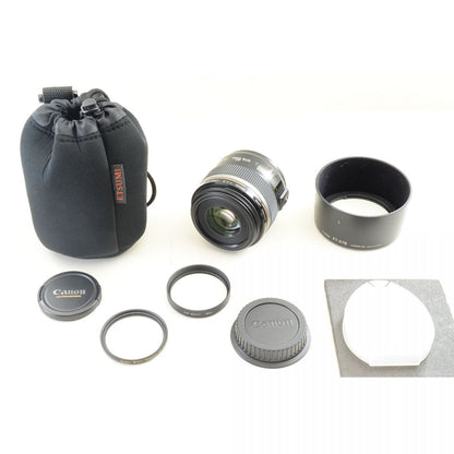 【中古】Canon EF-S 60mm f/2.8 マクロ USM 単焦点レンズ フード付 キヤノン