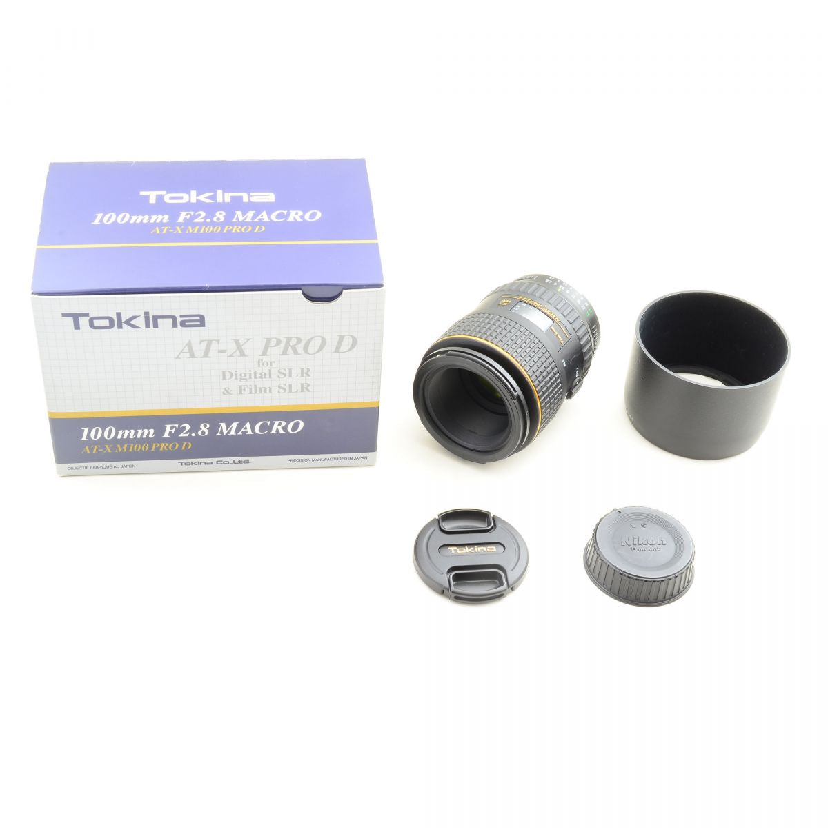 【中古】Tokina AT-X PRO MACRO 100mm f/2.8 D ニコンFマウント用 元箱 フード付 トキナー