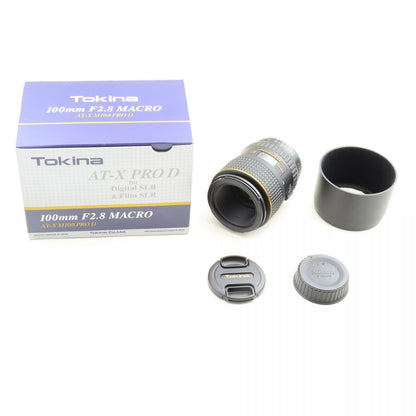 【中古】Tokina AT-X PRO MACRO 100mm f/2.8 D ニコンFマウント用 元箱 フード付 トキナー