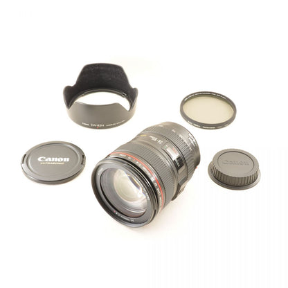 【中古】Canon EF 24-105mm f/4L IS USM ズーム カメラレンズ 交換レンズ フード付 キヤノン