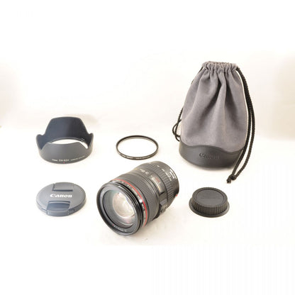 【中古】Canon EF 24-105mm f/4L IS USM ズーム カメラレンズ 交換レンズ フード付 キヤノン