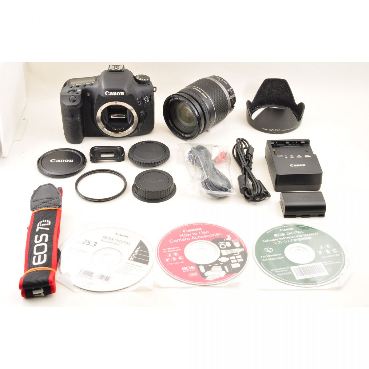 【中古】Canon EOS 7D EF-S 18-200mm f/3.5-5.6 IS 18.0MP ブラック 一眼レフ キヤノン