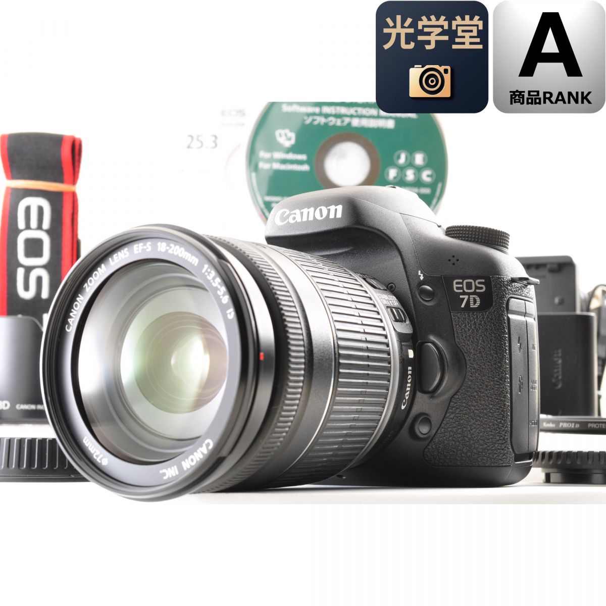 【中古】Canon EOS 7D EF-S 18-200mm f/3.5-5.6 IS 18.0MP ブラック 一眼レフ キヤノン
