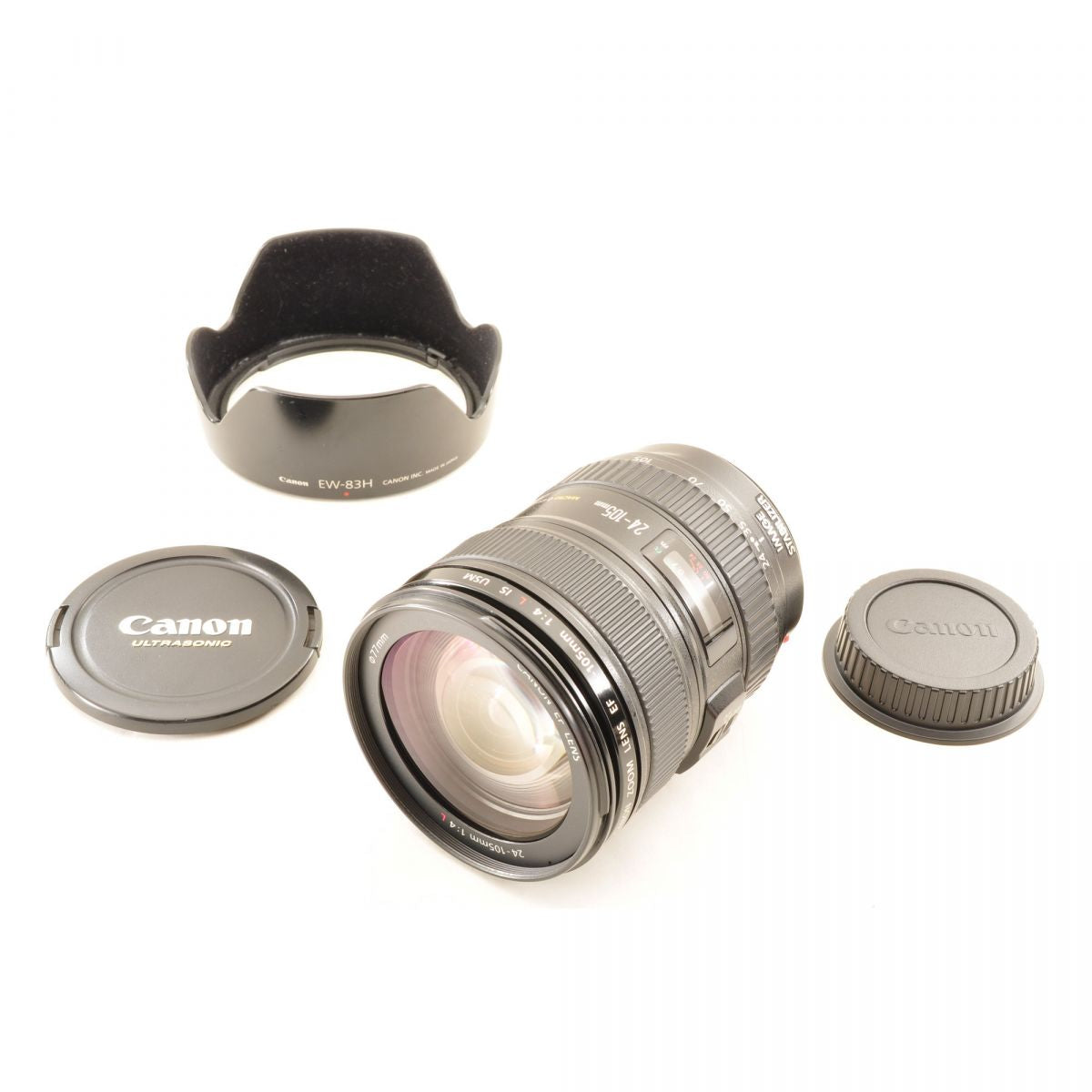 【中古】Canon EF 24-105mm f/4L IS USM ズーム カメラレンズ 交換レンズ フード付 キヤノン