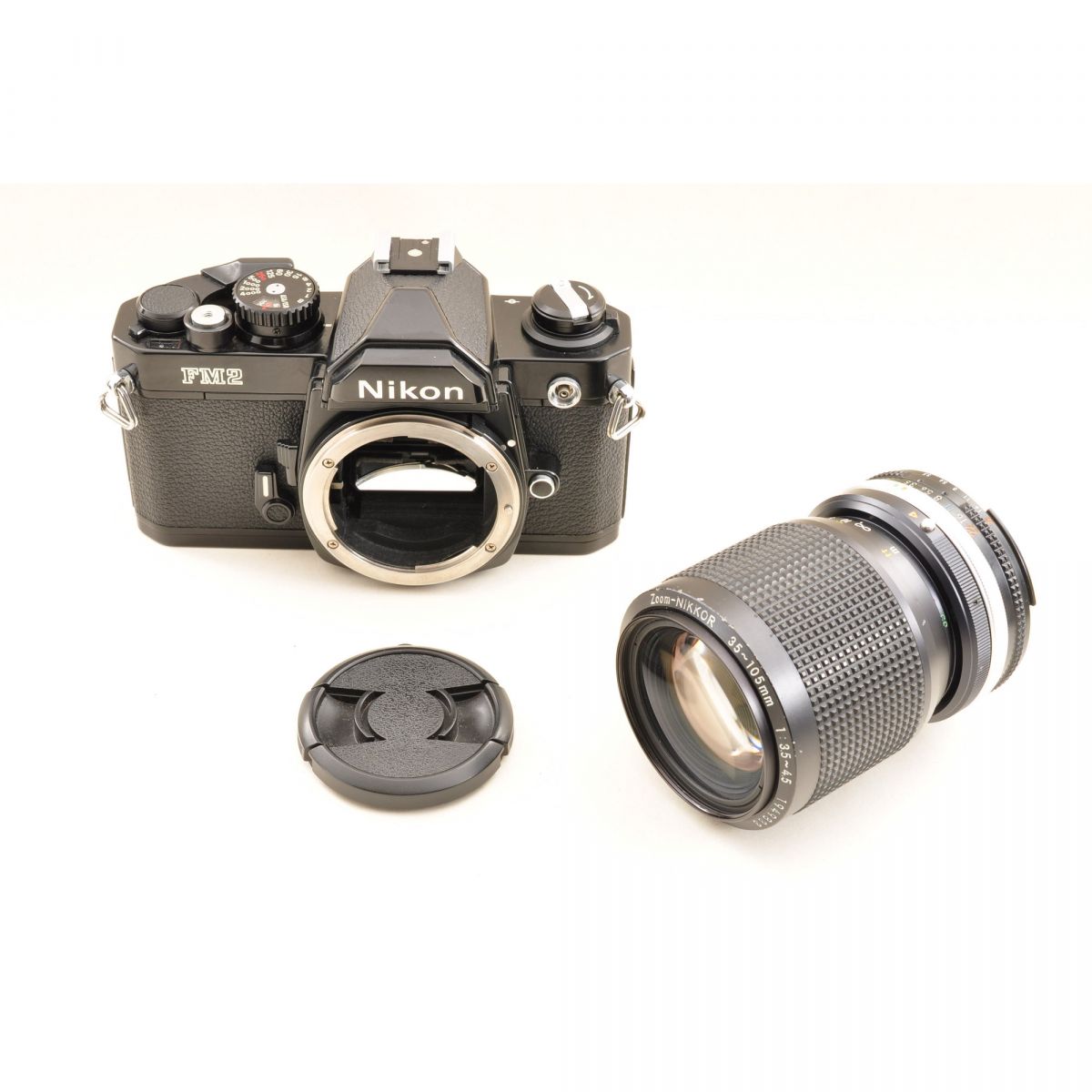 【中古】Nikon New FM2 後期型 ブラック Ai-s 35-105mm f/3.5-4.5 一眼レフ フィルムカメラ ニコン