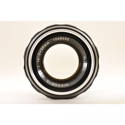 【中古】Nikon F アイレベル シルバー フィルムカメラ NIKKOR-S Auto 50mm f/1.4 非Ai レンズ ケース付 ニコン