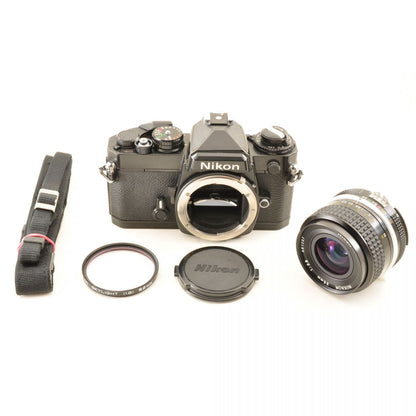 【中古】Nikon FE ブラック 35mm AI 35mm f/2.8 フィルムカメラ ニコン