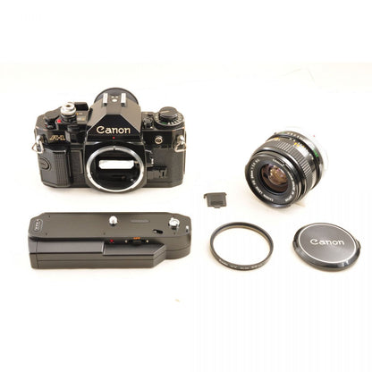 【中古】Canon A-1 ブラック パワーウインドA2 FD 28mm f/2.8 一眼レフ フィルムカメラ キヤノン