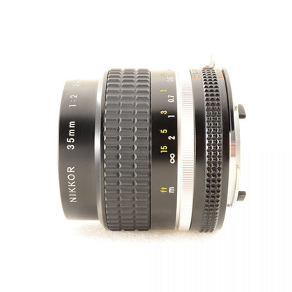 【中古】Nikon Ai-s Nikkor 35mm f2 広角 単焦点 カメラレンズ 交換レンズ フード付 ニコン