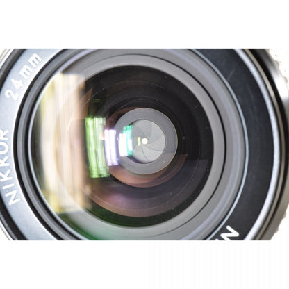 【中古】Nikon FE ブラック 一眼レフ フィルムカメラ 本体 Ai 24mm f2.8 広角 単焦点 レンズセット ニコン