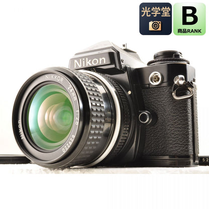 【中古】Nikon FE ブラック 一眼レフ フィルムカメラ 本体 Ai 24mm f2.8 広角 単焦点 レンズセット ニコン