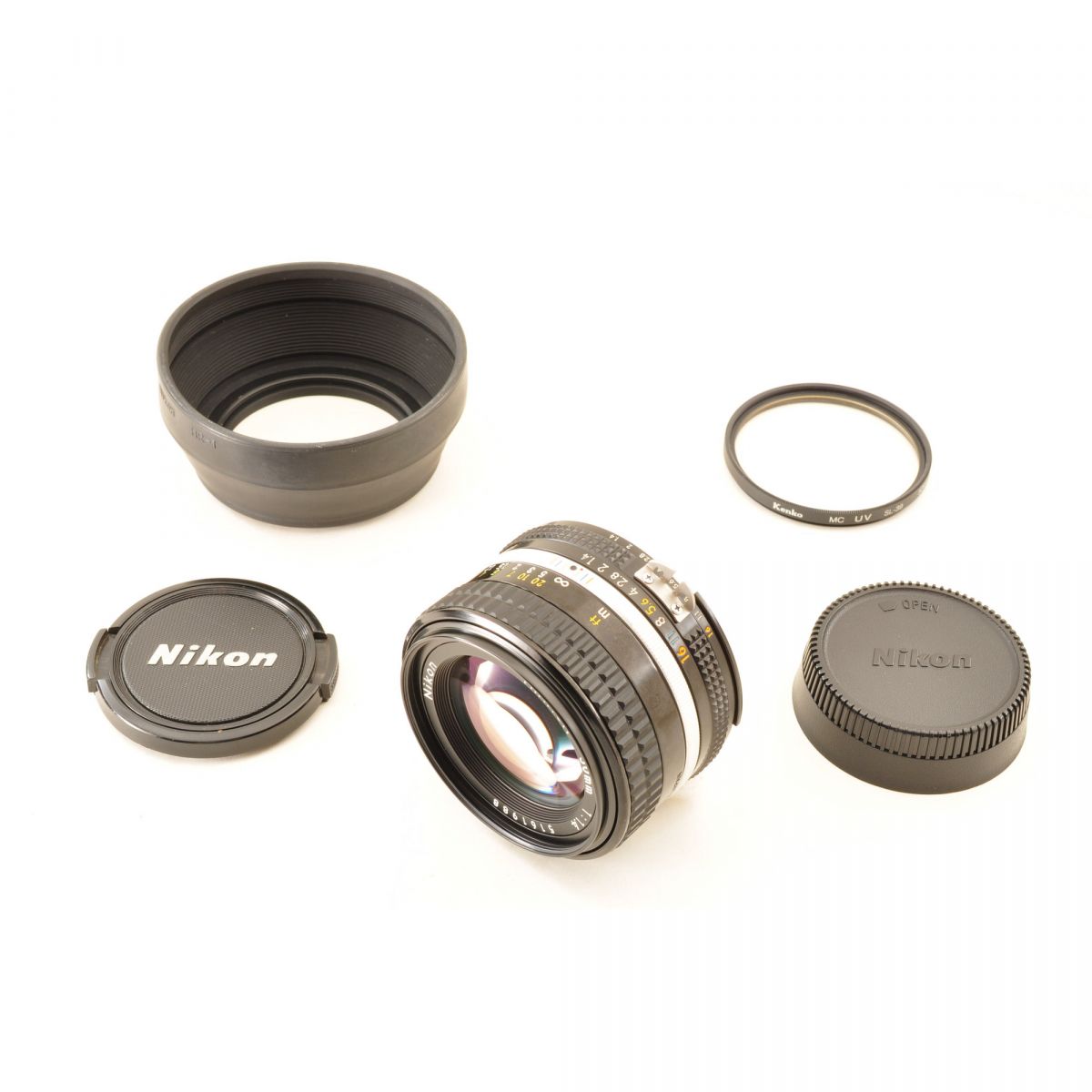 【中古】Nikon Ai-S NIKKOR 50mm f1.4 単焦点 カメラレンズ 交換レンズ フード付き ニコン S/N:5161988