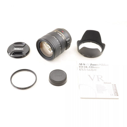 【中古】Nikon AF-S NIKKOR 24-120mm f/3.5-5.6G ED VR フード付 ニコン S/N: 218770