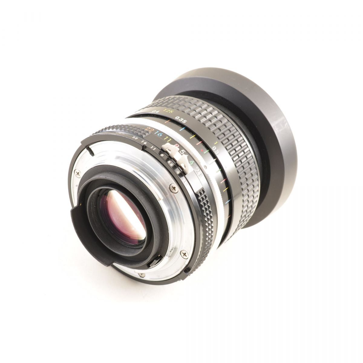 【中古】Nikon Ai Nikkor 24mm f/2.8 単焦点 フード付き カメラレンズ 交換レンズ ニコン S/N:509334