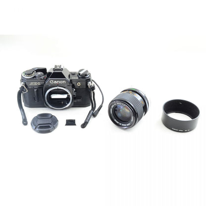 【中古】Canon AE-1 ブラック フィルムカメラ データバックA FD 35mm F2 S.S.C. 単焦点 レンズセット S/N:890806