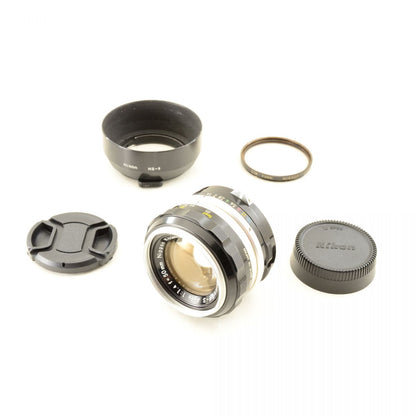 【中古】Nikon NIKKOR-S Auto 50mm f/1.4 非Ai 標準 単焦点レンズ HS-9フード付 ニコン S/N: 728199