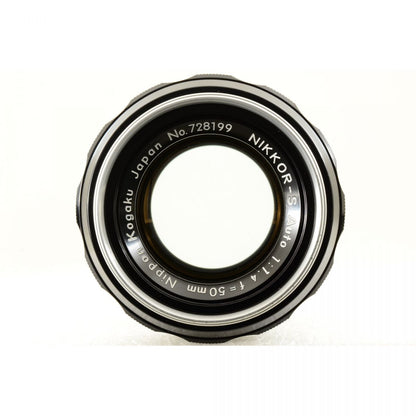 【中古】Nikon NIKKOR-S Auto 50mm f/1.4 非Ai 標準 単焦点レンズ HS-9フード付 ニコン S/N: 728199