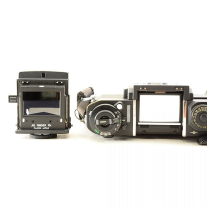 【中古】Canon New F-1 アイレベル 35mm フィルムカメラ + New FD 35-105mm f/3.5-4.5 ズームレンズ キャノン S/N: 224918