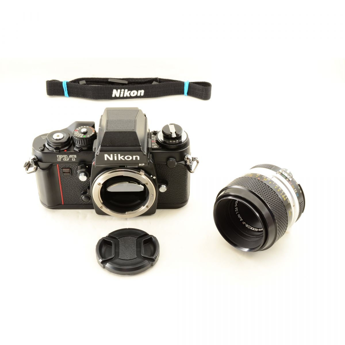 【中古】Nikon F3/T HP チタンブラック 35mm フィルムカメラ + Micro-NIKKOR-P Auto 55mm f/3.5 非Ai マクロ 単焦点レンズ ニコン S/N: 8512365
