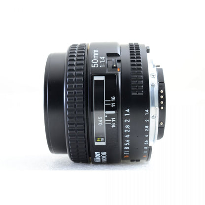 【中古】Nikon AF NIKKOR 50mm f/1.4 単焦点 カメラレンズ 交換レンズ フード付き ニコン S/N:3053556