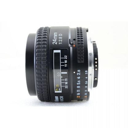 【中古】Nikon AF NIKKOR 24mm f/2.8 D 単焦点 広角 カメラレンズ 交換レンズ ニコン HN-1 フード付き S/N:620987