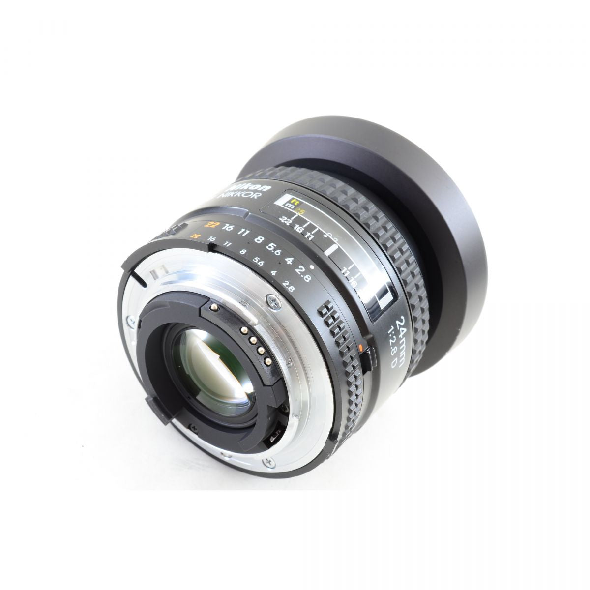 【中古】Nikon AF NIKKOR 24mm f/2.8 D 単焦点 広角 カメラレンズ 交換レンズ ニコン HN-1 フード付き S/N:620987