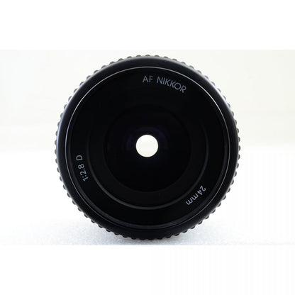 【中古】Nikon AF NIKKOR 24mm f/2.8 D 単焦点 広角 カメラレンズ 交換レンズ ニコン HN-1 フード付き S/N:620987