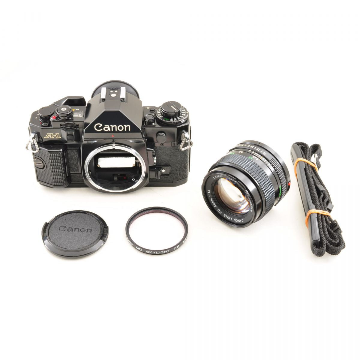 【中古】Canon A-1 ブラック NFD 50mm f1.4 フィルムカメラ 一眼レフ レンズセット 　