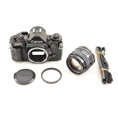 【中古】Canon A-1 ブラック NFD 50mm f1.4 フィルムカメラ 一眼レフ レンズセット 　