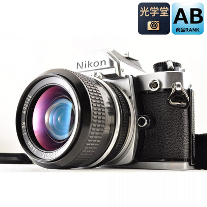 【中古】Nikon FM シルバー + Ai 24mm f/2.8 広角 単焦点 MFレンズセット