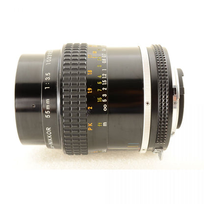 【中古】Nikon Ai Micro NIKKOR 55mm f/3.5 マクロ 単焦点レンズ ニコン S/N: 1023928