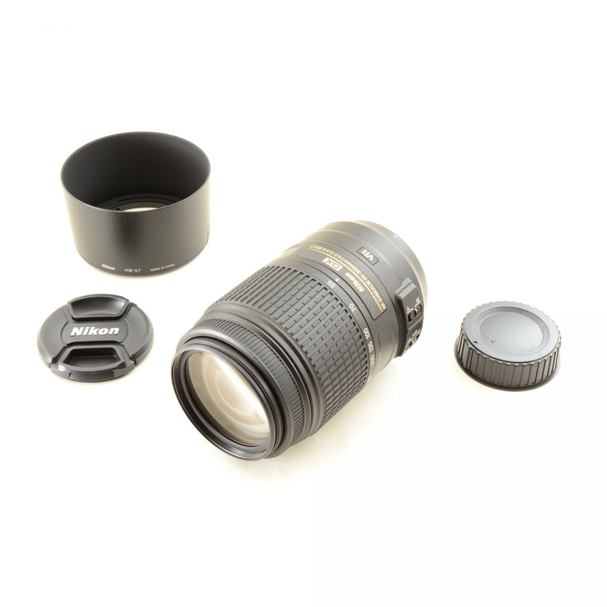 【中古】Nikon AF-S DX NIKKOR 55-300mm f/4.5-5.6G ED VR 望遠 ズームレンズ フード付 ニコン S/N: 3097508