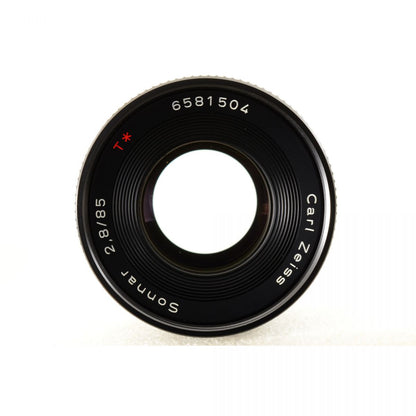 【中古】Contax Carl Zeiss Sonnar 85mm F2.8 T* AEJ フード付き 単焦点 カメラレンズ 交換レンズ コンタックス S/N:6581504