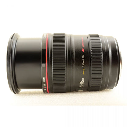 【中古】Canon EF 24-105mm f/4 L IS USM フード付き 標準 ズーム カメラレンズ 交換レンズ キヤノン EFシリーズ S/N:2020771