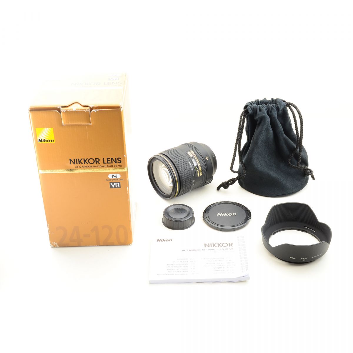 【中古】Nikon AF-S NIKKOR 24-120mm f/4 G ED VR 元箱 フード付き ズーム カメラレンズ 交換レンズ ニコン S/N:62086485