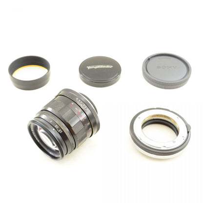 【中古】フォクトレンダー COLOR-HELIAR 75mm f/2.5 MC 中望遠 単焦点レンズ Eマウントアダプター付 S/N: 9020028