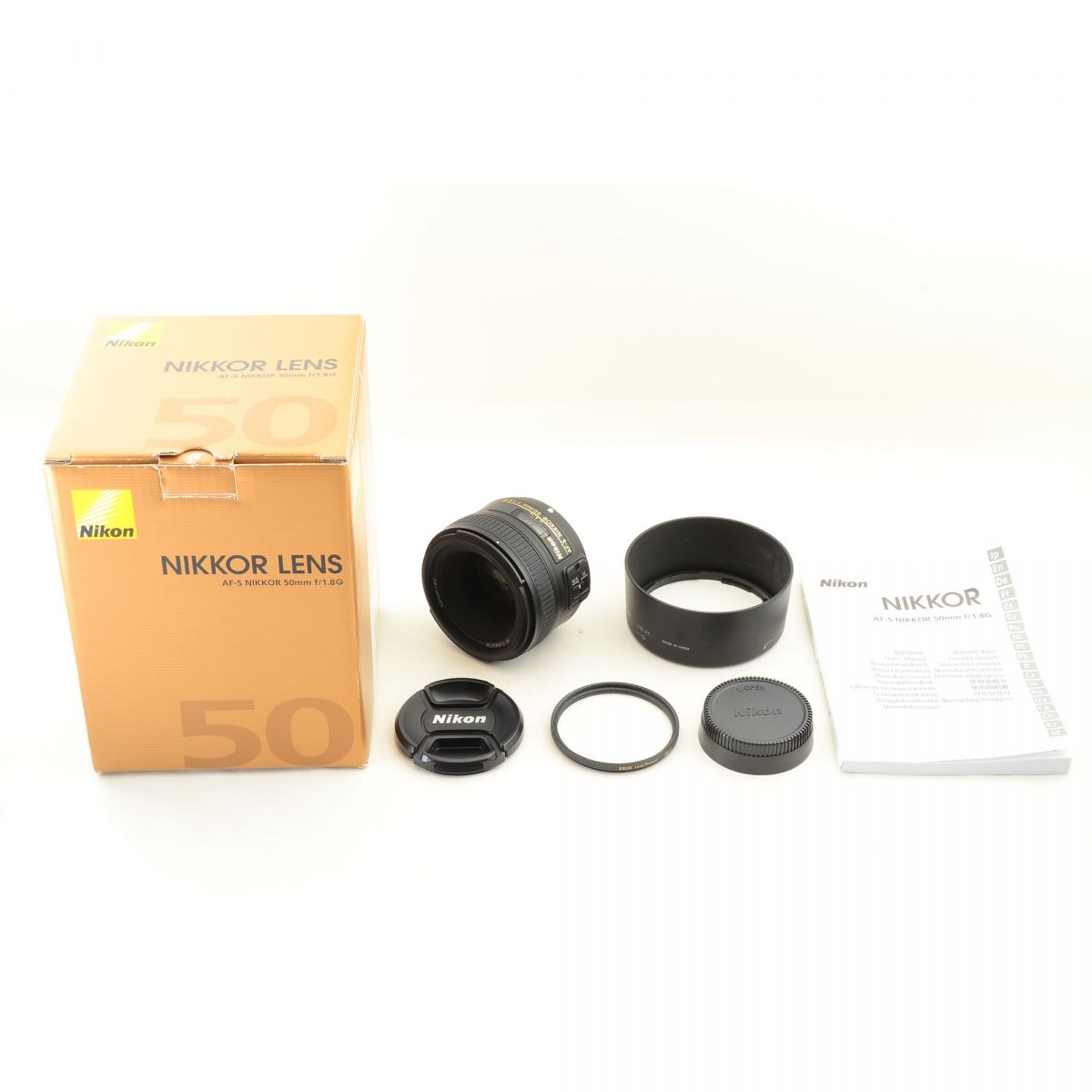 【中古】Nikon AF-S NIKKOR 50mm f/1.8 G 元箱 フード付き 標準 単焦点 カメラレンズ ニコン S/N:2036503
