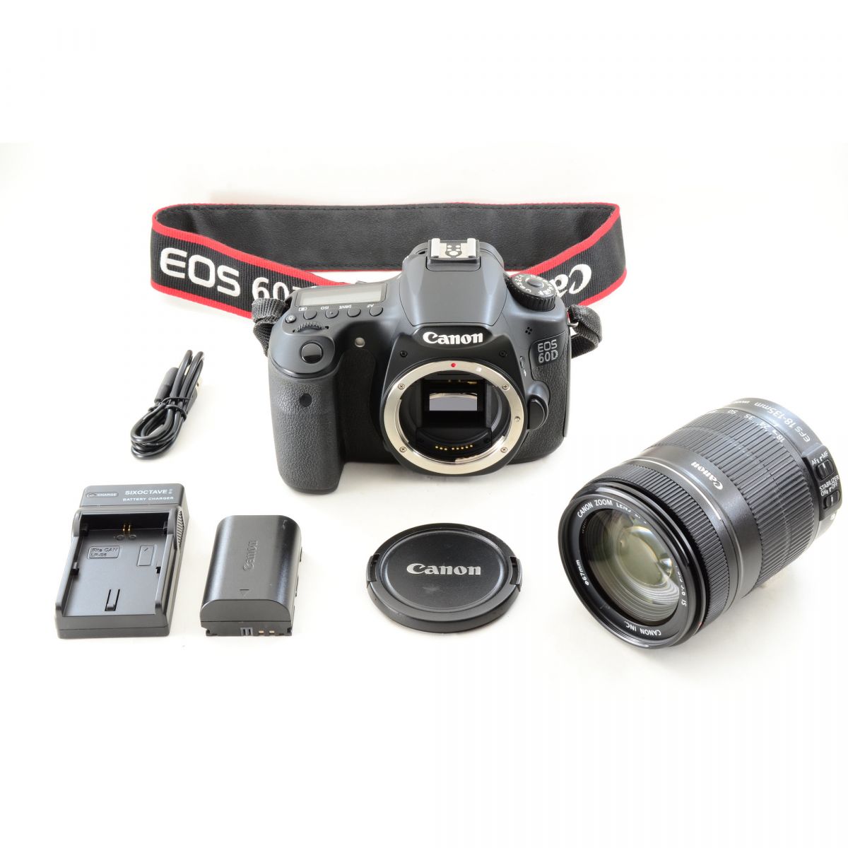 【中古】Canon EOS 60D 18.0MP DSLR Camera Black Canon EF-S 18-135mm f/3.5-5.6 IS Zoom Lens 360213408