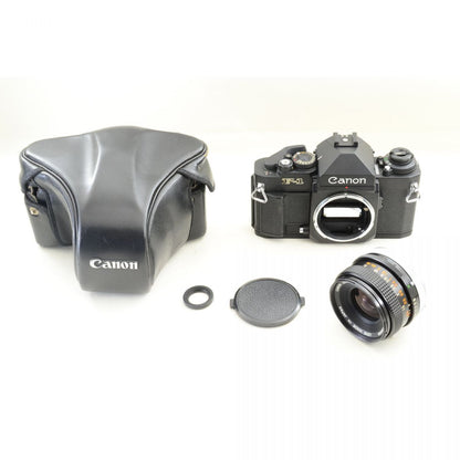 【中古】Canon New F-1 アイレベル フィルムカメラ ケース FD 28mm f/3.5 S.C. 単焦点 キヤノン セット S/N:172217